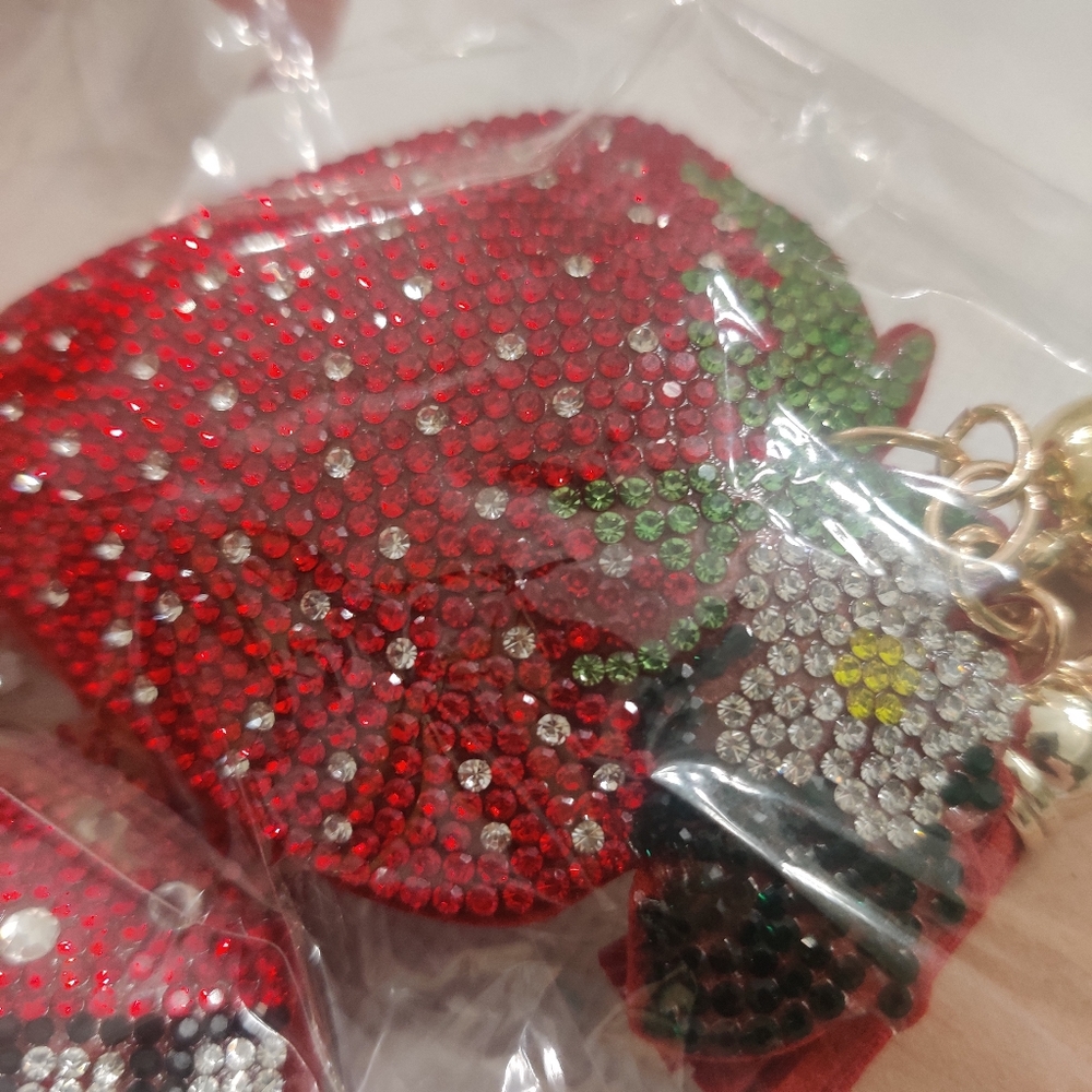 Two Rinestone Strawberry and Ladybug Key chains - Picture 4 of 6